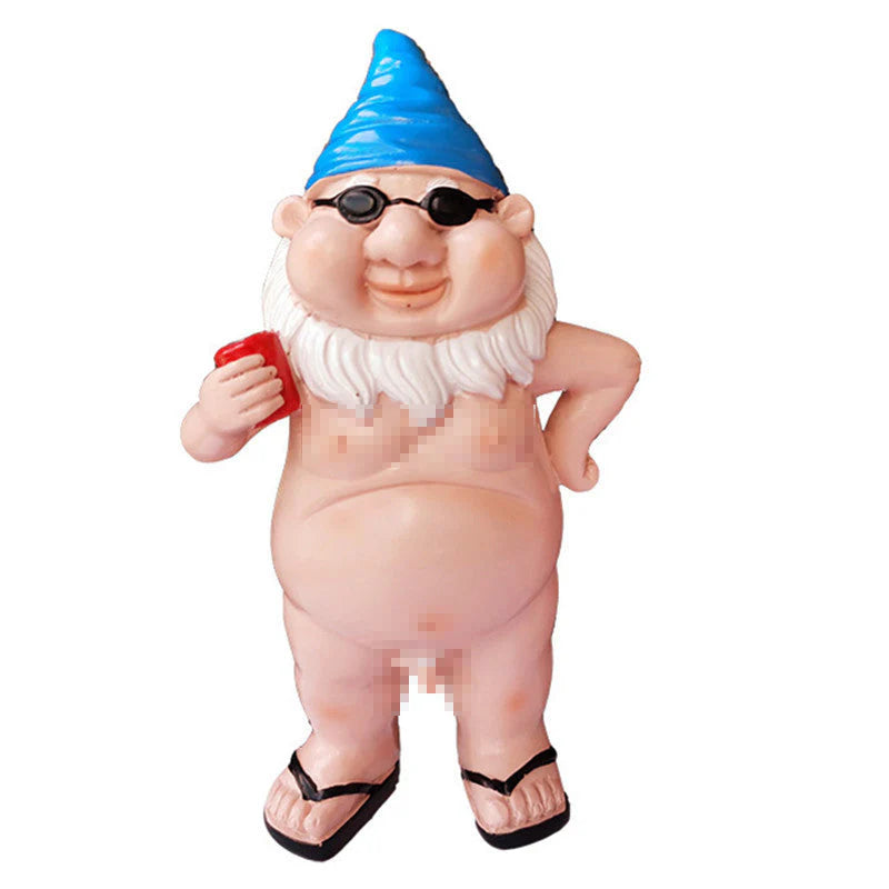 Naughty Garden Gnome Funny Statue