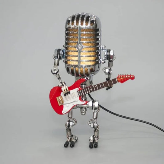 Vintage Metal Microphone Robot Desk Lamp