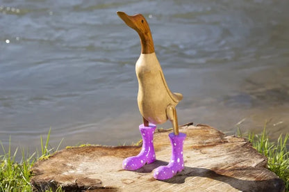 Hand Carved Wellies Duck Family