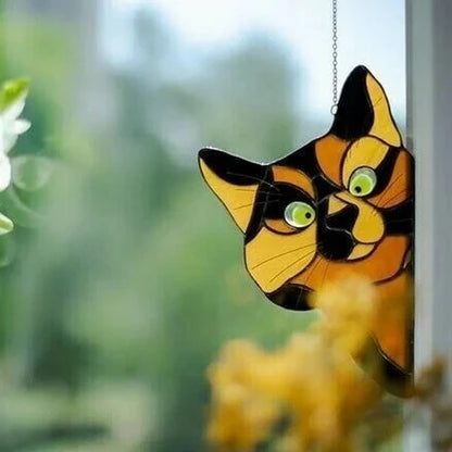 Handmade Stain Cat Suncatcher For Window