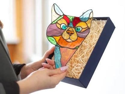 Handmade Stain Cat Suncatcher For Window