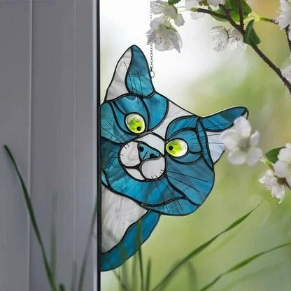 Handmade Stain Cat Suncatcher For Window