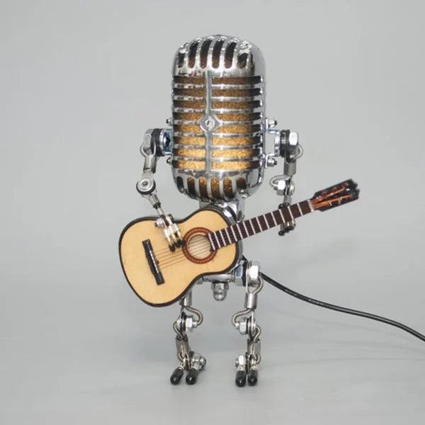 Vintage Metal Microphone Robot Desk Lamp