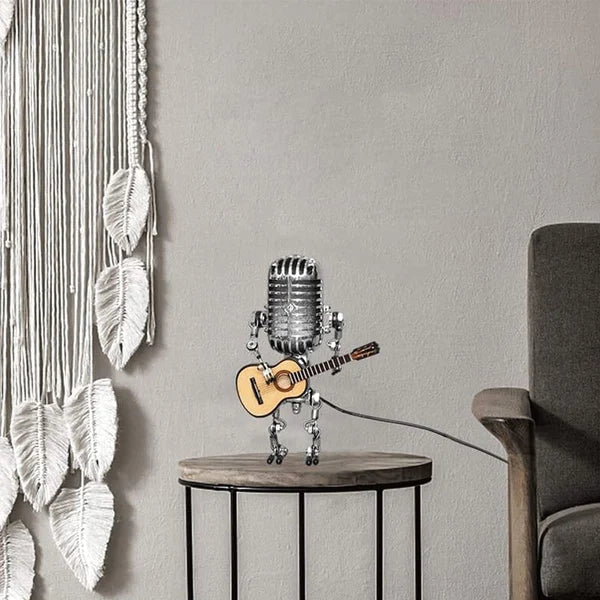 Vintage Metal Microphone Robot Desk Lamp