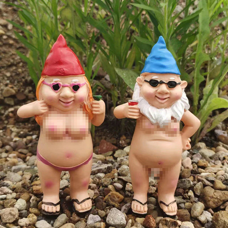 Naughty Garden Gnome Funny Statue