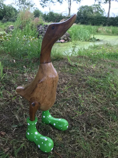 Hand Carved Wellies Duck Family