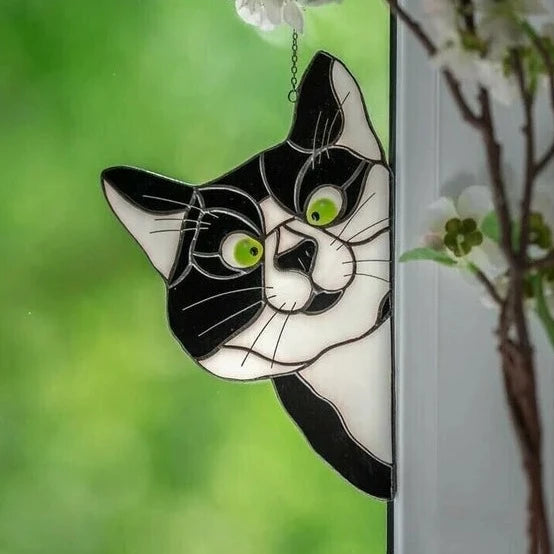 Handmade Stain Cat Suncatcher For Window