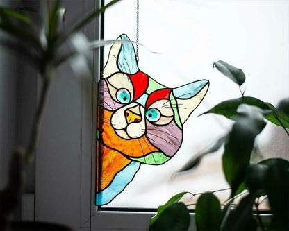 Handmade Stain Cat Suncatcher For Window