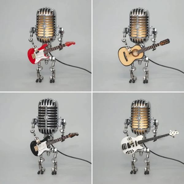 Vintage Metal Microphone Robot Desk Lamp